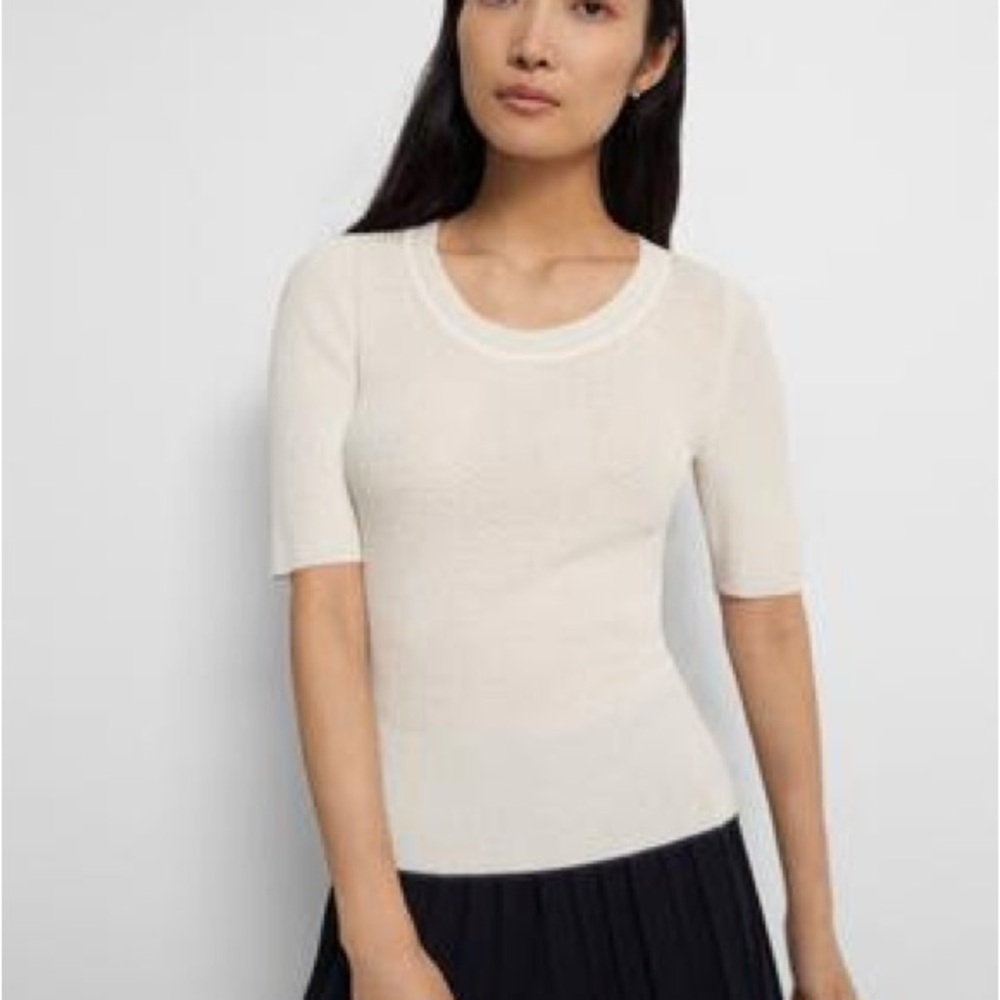 THEORY Ivory Textured Knit Top